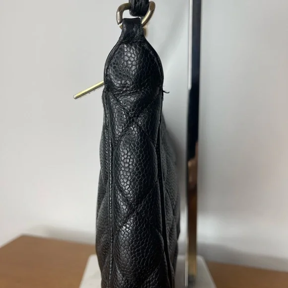 Auth Classic Chanel Black Caviar Hobo Chain Gold HW Handbag Pochette - Picture 3 of 16